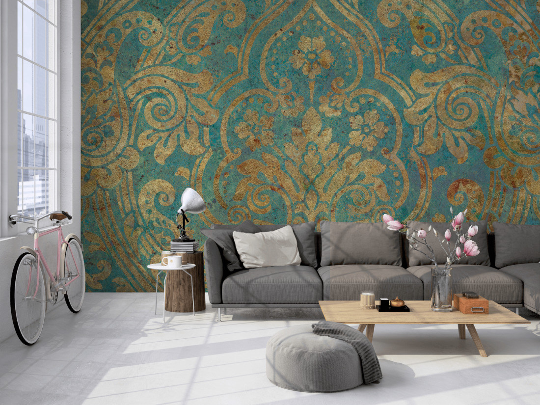 FLACHE Tapete klassische Barockwand mit Zierleisten selbstklebendes,  abnehmbares Wandbild, Aufkleber, Wandteppich, Hintergrund. Innenarchitektur  nach Maß -  Österreich